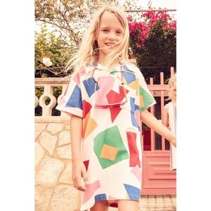 Wynken Sauves‎ Print Pulpo Dress Kids 8y Multi Color Cotton Short Sleeve